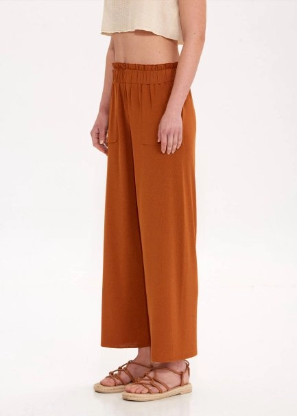 Paperbag Tarçın Rengi Triko Pantolon - 3