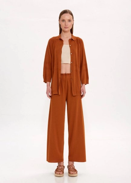 Paperbag Terracotta Knıt Pants - 2
