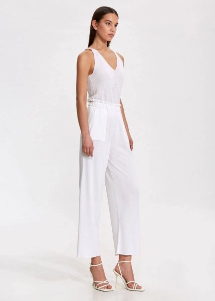 Paperbag Whıte Knıt Pants - 3