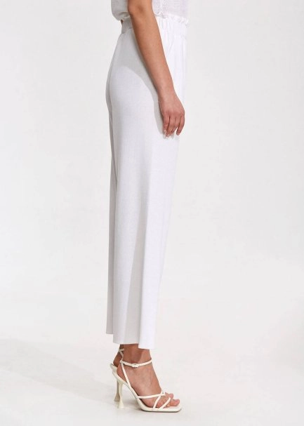 Paperbag Whıte Knıt Pants - 4