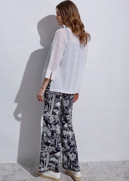 Patch Pocket Linen White Knit Shirt - 6