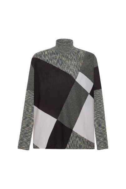 Patchwork Desen Yarasa Kol Triko Tunik - 6