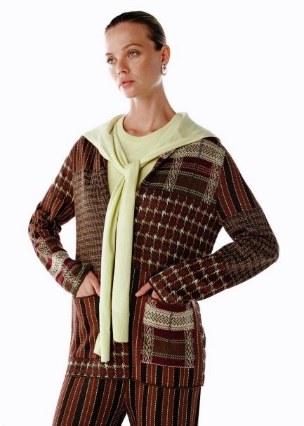 Patchwork Desenli Triko Ceket - 4