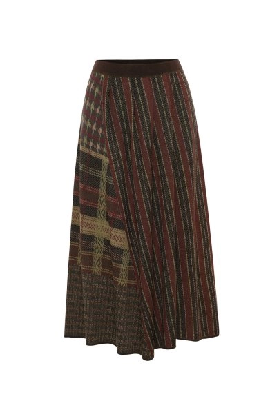 Patchwork Desenli Triko Etek - 8