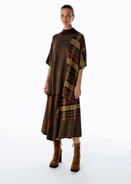 Patchwork Desenli Triko Etek - 3