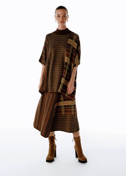 Patchwork Desenli Triko Etek - 1