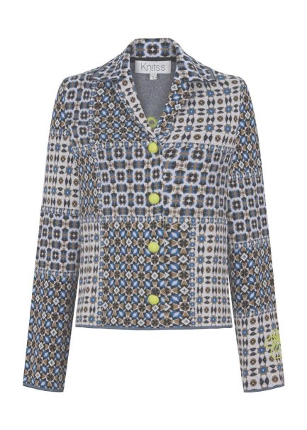 PATCHWORK JACQUARD PATTERN KNIT JACKET - 6