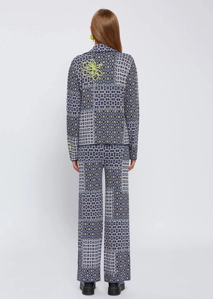 PATCHWORK JACQUARD PATTERN KNIT JACKET - 5