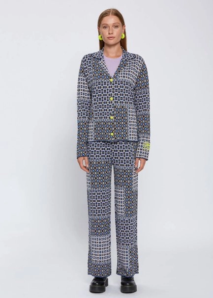 PATCHWORK JACQUARD PATTERN KNIT JACKET - 2