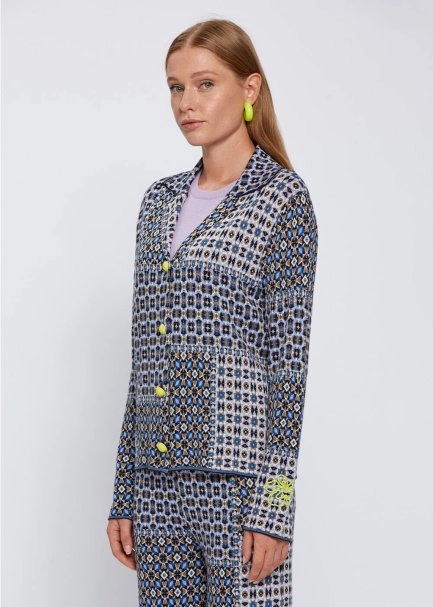 PATCHWORK JACQUARD PATTERN KNIT JACKET - 3