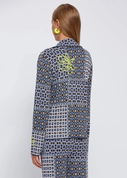 PATCHWORK JACQUARD PATTERN KNIT JACKET - 4