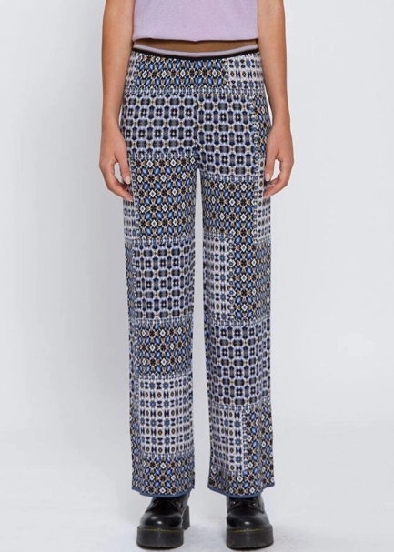 PATCHWORK JACQUARD PATTERN KNIT PANTS - 2