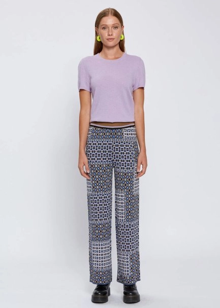 PATCHWORK JACQUARD PATTERN KNIT PANTS - 1