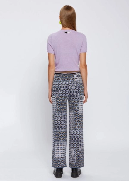PATCHWORK JACQUARD PATTERN KNIT PANTS - 5