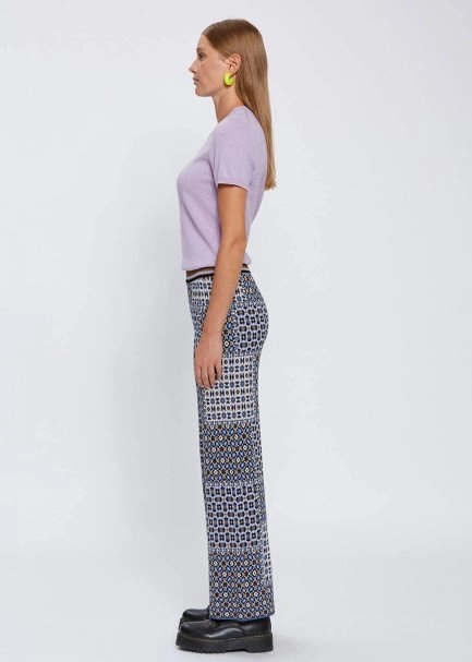 PATCHWORK JACQUARD PATTERN KNIT PANTS - 4