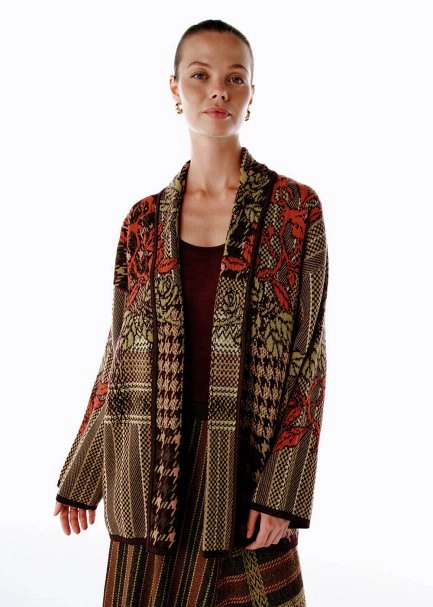 PATCHWORK PATTERNED KNIT CARDIGAN - 1