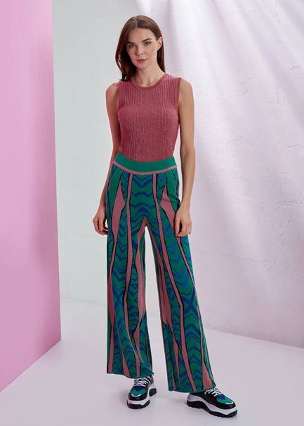 PATTERNED COLORFUL KNIT PANT - 2