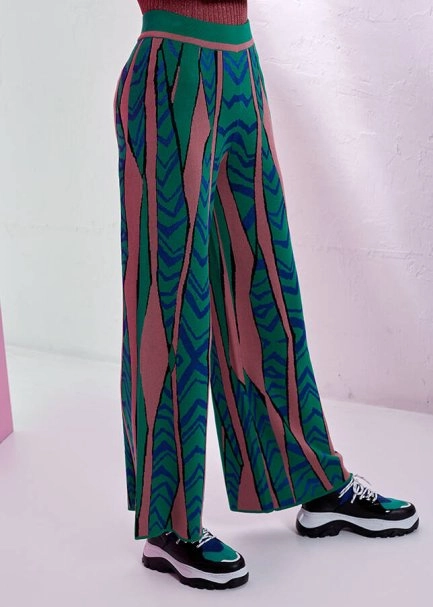 PATTERNED COLORFUL KNIT PANT - 4