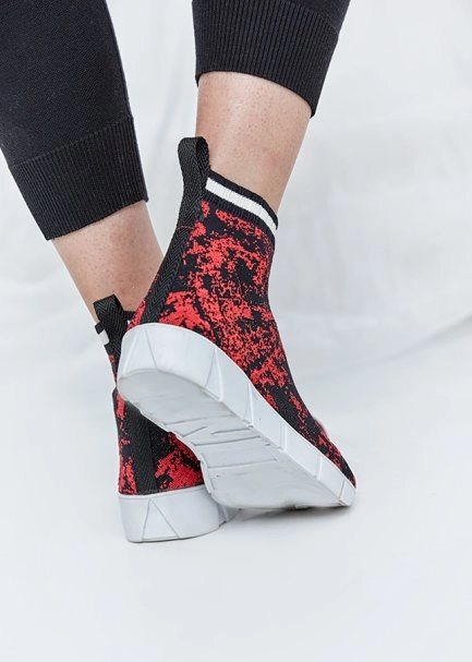 Patterned Red Knit Sneakers - 3