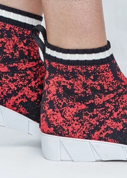Patterned Red Knit Sneakers - 5