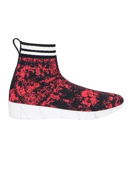 Patterned Red Knit Sneakers - 6