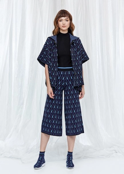 Patterned Scoba Blue Knit Sneakers - 2