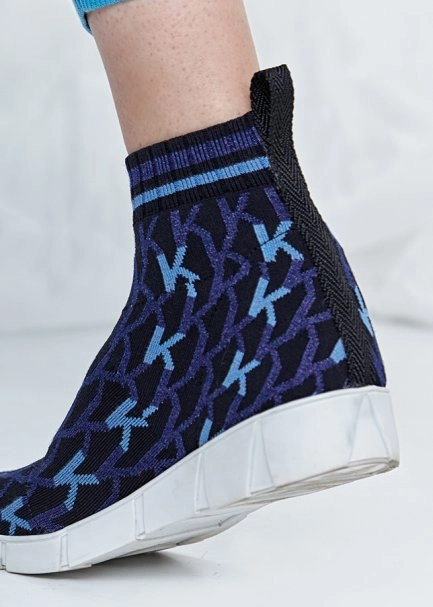 Patterned Scoba Blue Knit Sneakers - 5