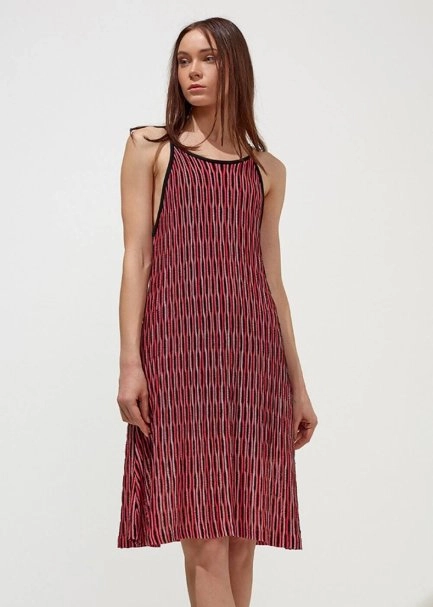 Patterned Spaghetti Strap Knit Dress - 1