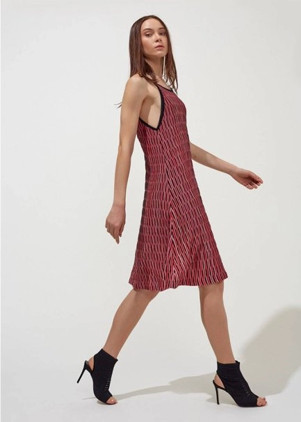 Patterned Spaghetti Strap Knit Dress - 2