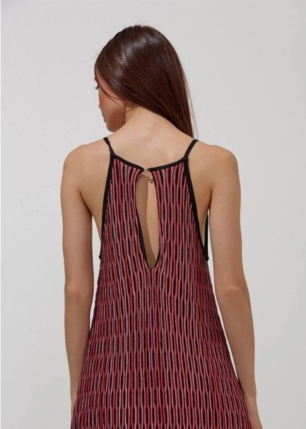 Patterned Spaghetti Strap Knit Dress - 4