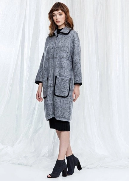 Patterned Wool Blend Knit Coat - 2
