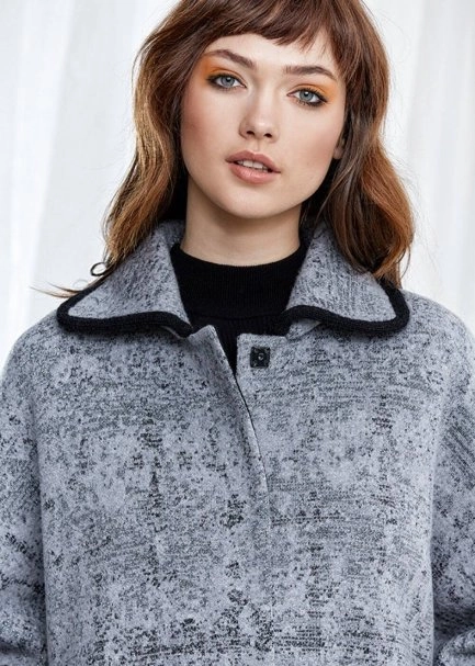 Patterned Wool Blend Knit Coat - 4