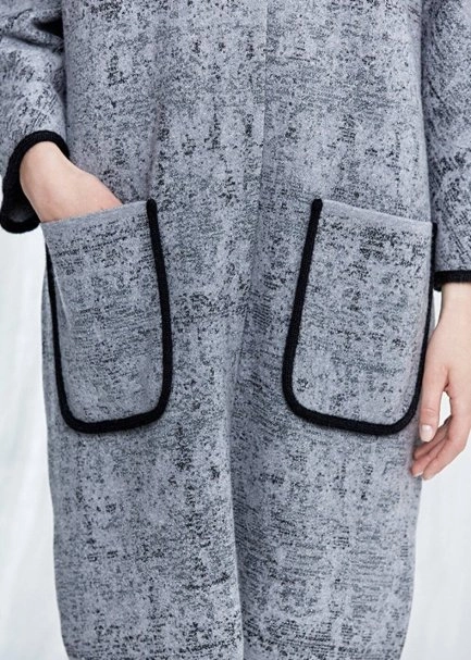 Patterned Wool Blend Knit Coat - 5