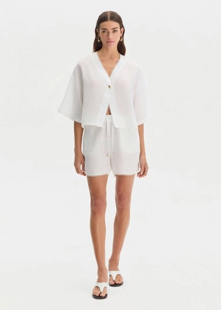 PEARLY CONTRAST DETAILED LINEN TOP - 3