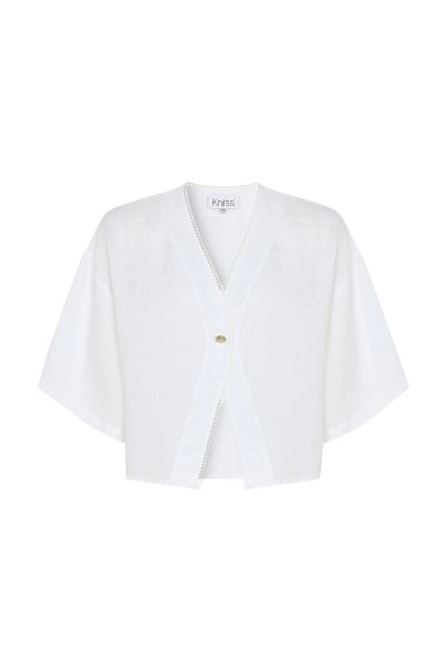 PEARLY CONTRAST DETAILED LINEN TOP - 6
