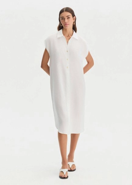 PEARLY CONTRAST DETAILED LINEN TUNIC - 4