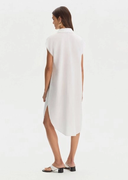 PEARLY CONTRAST DETAILED LINEN TUNIC - 5