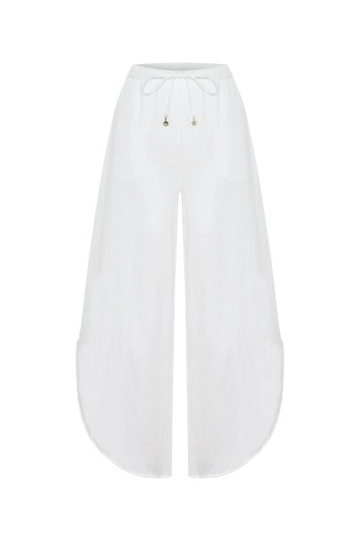 PEARLY SLIT DETAILED LINEN PANTS - 6