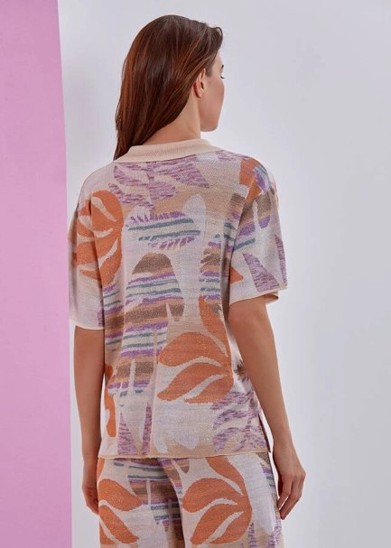 Pembe Desenli Triko Gömlek - 3