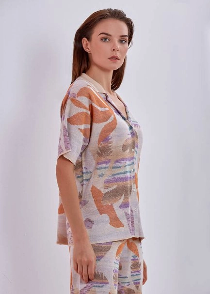 Pembe Desenli Triko Gömlek - 4