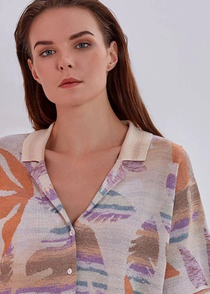 Pembe Desenli Triko Gömlek - 5