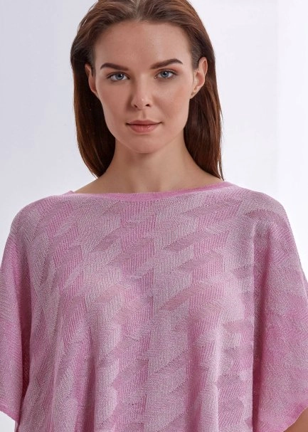Pembe Dökümlü Parlak Triko Üst - 5