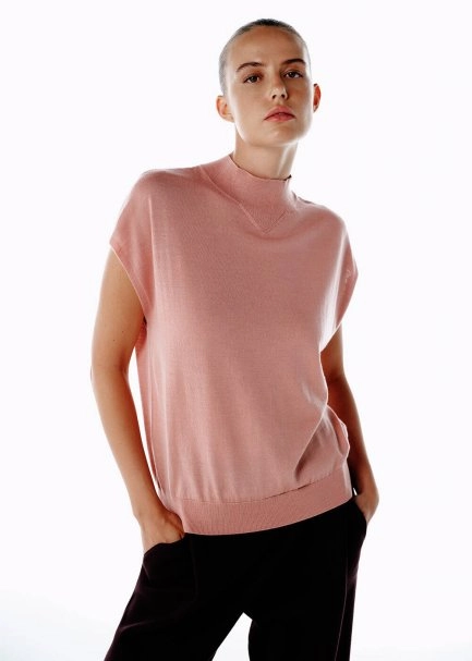 Pembe Merino Yün Karışımlı Triko Üst - 1