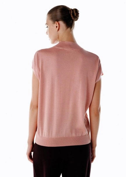 Pembe Merino Yün Karışımlı Triko Üst - 5