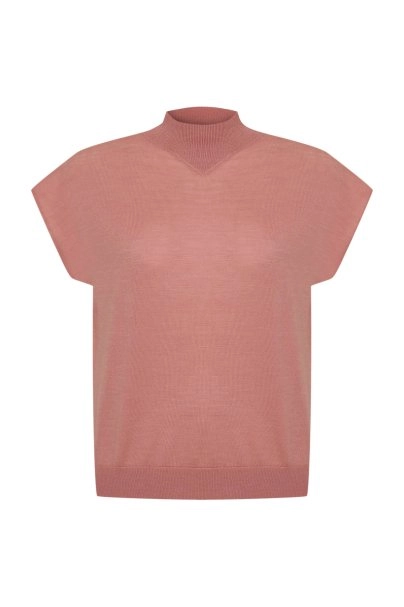 Pembe Merino Yün Karışımlı Triko Üst - 6