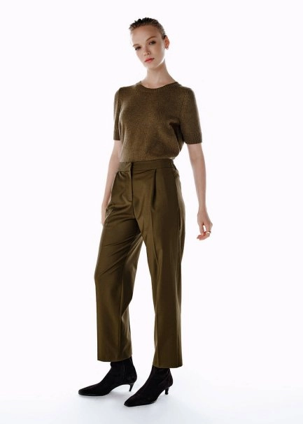 Pile Detaylı Yün Pantolon Olıvestone - 4