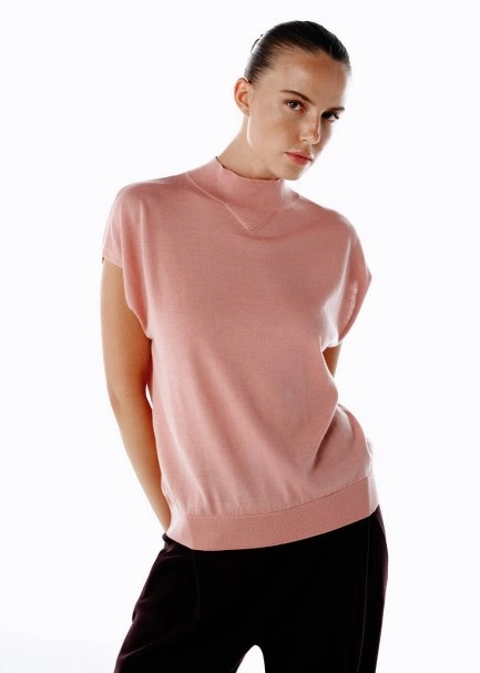 PINK CLAY MERINO WOOL BLEND KNIT TOP - 4