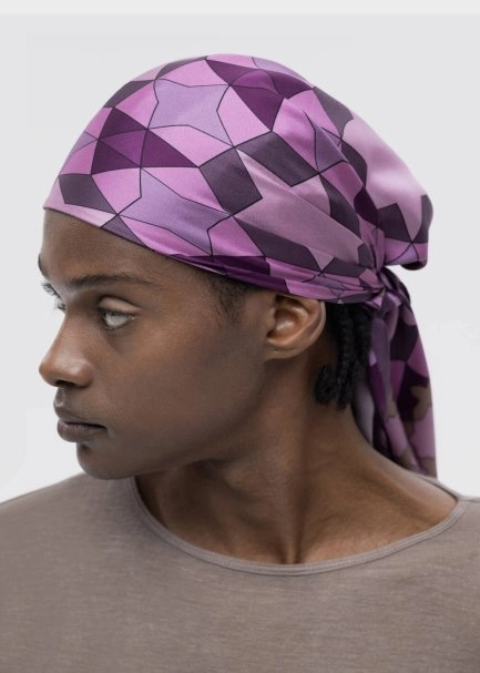 PINK STAR PATTERN PHERAHS LOGOED PURE SILK SCARF - 1