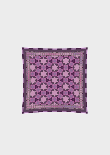 PINK STAR PATTERN PHERAHS LOGOED PURE SILK SCARF - 3