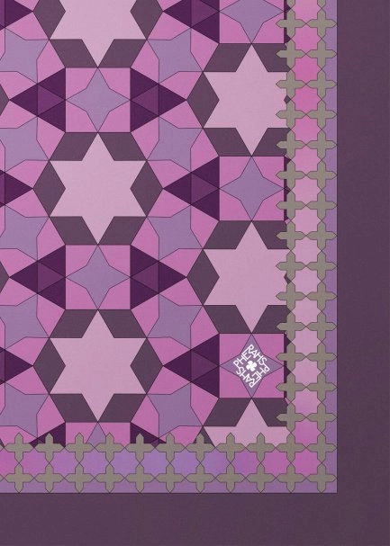 PINK STAR PATTERN PHERAHS LOGOED PURE SILK SCARF - 2